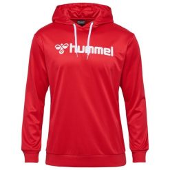 Bluza z kapturem Hummel Logo. Czerwone bluzy damskie Hummel, bez wzorów, z kapturem. Za 177.50 zł.