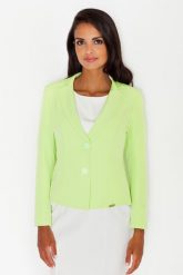 Zielony Elegancki Taliowany Żakiet Zapinany na Dwa Guziki. Zielone marynarki i żakiety damskie Figl, m, bez wzorów, z elastanu, eleganckie. Za 259.00 zł.