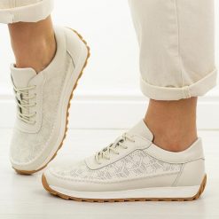 Beżowe skórzane półbuty damskie Sergio Leone Sp001. Brązowe półbuty damskie Sergio Leone, na jesień, bez wzorów, z jeansu, z okrągłym noskiem, bez obcasa, na płaskiej podeszwie, bez zapięcia. Za 219.00 zł.