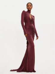 Elisabetta Franchi Sukienka wieczorowa AB-616-46E1-V800 Bordowy Regular Fit. Czerwone sukienki damskie Elisabetta Franchi, bez wzorów, z syntetyku, wizytowe, bez ramiączek. Za 3,799.00 zł.