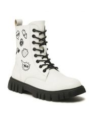 Nelli Blu Trapery CS5827-12 Biały. Białe kozaki dziewczęce Nelli Blu, bez wzorów, ze skóry, bez obcasa, bez zapięcia. Za 149.99 zł.