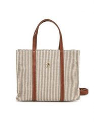 Tommy Hilfiger Torebka Th Premium Beach Le Mini Tote AW0AW17208 Beżowy. Brązowe torebki klasyczne damskie Tommy Hilfiger, z materiału, bez dodatków. Za 699.99 zł.