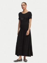 Liu Jo Sukienka codzienna VA6123 JS360 Czarny Regular Fit. Czarne sukienki damskie Liu Jo, bez wzorów, z wiskozy, bez ramiączek. Za 519.99 zł.