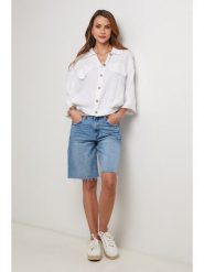 Lin Passion Lniana kurtka koszulowa w kolorze białym rozmiar: 36/38. Białe kurtki damskie Lin Passion, bez wzorów, ze lnu, bez kaptura. Za 152.99 zł.