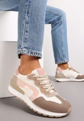 Ciemnobeżowe Sznurowane Sneakersy przed Kostkę Pasille. Brązowe obuwie sportowe damskie Renee, przed kostkę, bez zapięcia. Za 79.99 zł.