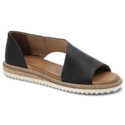 Czarne Sandały Artiker Wygodne Skórzane Buty. Czarne sandały damskie Artiker, bez wzorów, z jeansu, bez obcasa, bez zapięcia. Za 279.00 zł.