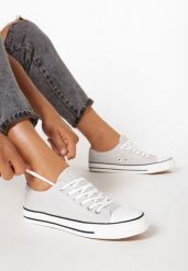 Szare Trampki Jazlyn. Szare trampki damskie Born2be, z aplikacjami, z kauczuku, przed kostkę, bez zapięcia. Za 54.99 zł.