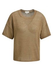 Milano Italy Bluzka w kolorze jasnobrązowym rozmiar: XL. Brązowe bluzki damskie Milano Italy, xl, bez wzorów, bez kołnierzyka, bez ramiączek. Za 173.99 zł.