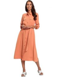 Heine Sukienka w kolorze brzoskwiniowym rozmiar: 48. Pomarańczowe sukienki damskie Heine, bez wzorów, z lyocellu, bez ramiączek. Za 113.63 zł.