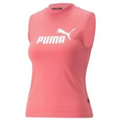 Koszulka Kobieta Puma Ess Slim Logo róża. Czerwone koszulki damskie Puma, s, bez wzorów, bez kołnierzyka, bez ramiączek. W wyprzedaży za 98.35 zł.