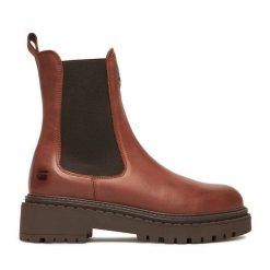 Sztyblety G-Star. Brązowe botki damskie G-Star, retro, bez obcasa, na płaskiej podeszwie, bez zapięcia. Za 383.99 zł.