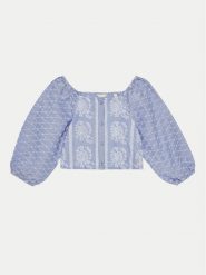 Guess Bluzka J5GH08WH7K0 Niebieski Regular Fit. Niebieskie bluzki i koszule dziewczęce Guess, z aplikacjami, z bawełny, bez kołnierzyka, bez ramiączek. Za 159.99 zł.