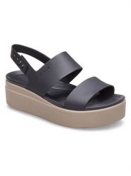 Crocs Sandały w kolorze antracytowo-szarym rozmiar: 39,5. Czarne sandały damskie Crocs, bez wzorów, z materiału, z otwartym noskiem, bez obcasa, bez zapięcia. Za 189.95 zł.