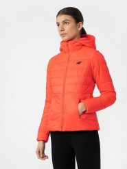 4F Kurtka puchowa w kolorze czerwonym rozmiar: M. Czerwone kurtki damskie 4F, m, bez wzorów, z materiału, bez kaptura. Za 282.13 zł.