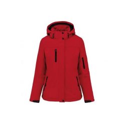 Kurtka damska z kapturem, ocieplana, softshell Kariban. Niebieskie kurtki sportowe damskie KARIBAN, l, bez wzorów, z elastanu, z kapturem. Za 355.50 zł.