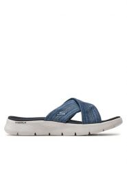 Skechers Klapki Go Walk Flex Sandal-Impressed 141420/NVY Granatowy. Niebieskie klapki damskie Skechers, bez wzorów, z materiału, bez obcasa, bez zapięcia. Za 217.99 zł.