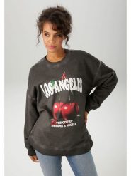 Aniston Bluza w kolorze antracytowym rozmiar: 40. Czarne bluzy damskie Aniston, bez wzorów, z bawełny, bez kaptura. Za 69.75 zł.