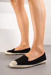 Czarne Espadryle Ozdobione Plecionką Tiaziane. Czarne espadryle damskie Born2be, bez wzorów, bez obcasa. Za 39.99 zł.