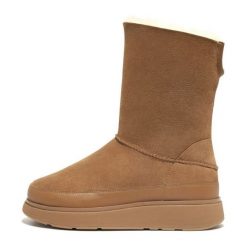Buty FitFlop GEN-FF Short Double-Faced Shearling Boots W GO9-A69 brązowe. Brązowe śniegowce damskie z materiału. Za 685.54 zł.