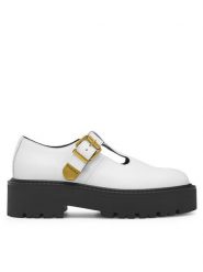 Badura Półbuty BENEDICTE-01 Biały. Białe półbuty damskie Badura, bez wzorów, ze skóry, bez obcasa, na płaskiej podeszwie, bez zapięcia. Za 287.99 zł.