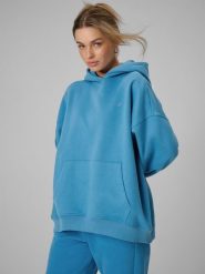 4F Bluza dresowa loose z kapturem damska - niebieska M. Niebieskie bluzy damskie 4F, m, bez wzorów, z dresówki, z kapturem. Za 199.99 zł.