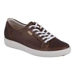 Buty do chodzenia damskie Ecco Sneaker Soft 7. Brązowe obuwie sportowe damskie ECCO, z materiału, bez zapięcia, trekkingowe. Za 593.00 zł.