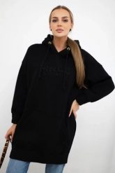 Bluza ocieplana z haftowanym napisem oversize czarna. Czarne bluzy damskie KESI, l, bez wzorów, z bawełny, bez kaptura. Za 238.37 zł.