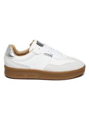 Steve Madden Skórzane sneakersy w kolorze srebrno-białym rozmiar: 38. Białe obuwie sportowe damskie Steve Madden, z materiału, bez zapięcia. Za 249.76 zł.