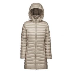 Kurtka GEOX D JAYSEN C Beżowy. Brązowe kurtki damskie Geox, bez wzorów, z puchu, bez kaptura. Za 790.99 zł.