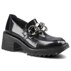 Czarne Półbuty Chebello Damskie Eleganckie Obuwie. Czarne półbuty damskie CheBello, bez wzorów, ze skóry, bez obcasa, na obcasie, bez zapięcia. Za 299.00 zł.