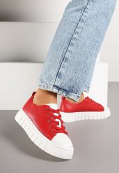 Czerwone Płaskie Sneakersy Vices ze Sznurowaniem Lorori. Czerwone obuwie sportowe damskie Renee, na lato, z jeansu, bez zapięcia. Za 89.99 zł.