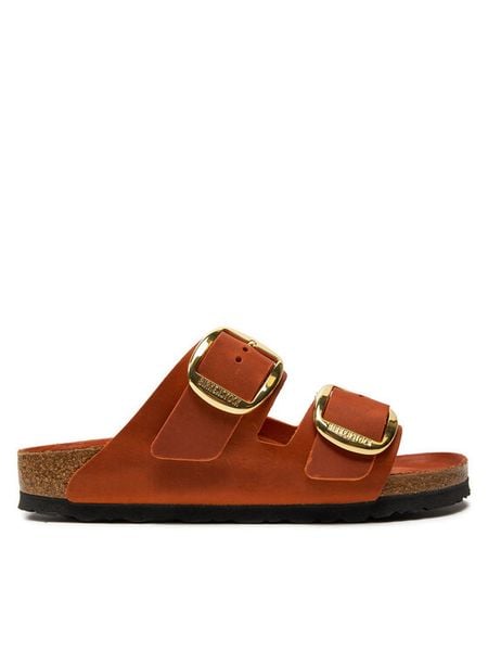 Birkenstock Klapki Arizona 1026661 Pomarańczowy. Brązowe klapki damskie Birkenstock, bez wzorów, ze skóry, bez obcasa, bez zapięcia. Za 679.99 zł.