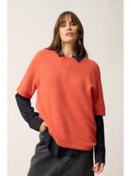 Just Cashmere Kaszmirowa koszulka "Carla" w kolorze koralowym rozmiar: XXL. Czerwone koszulki damskie Just Cashmere, xxl, bez wzorów, z kaszmiru, bez kołnierzyka, bez ramiączek. Za 524.62 zł.