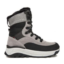 Trzewiki Rieker. Szare botki damskie Rieker, bez obcasa, na płaskiej podeszwie, bez zapięcia. Za 399.99 zł.