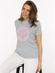 Zwillingsherz Koszulka w kolorze szaro-białym rozmiar: XL. Białe koszulki damskie Zwillingsherz, xl, bez wzorów, z wiskozy, bez kołnierzyka, bez ramiączek. Za 82.99 zł.