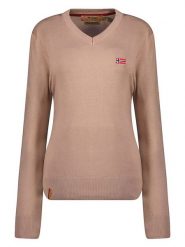 Geographical Norway Sweter "Falonne" w kolorze jasnobrązowym rozmiar: XL. Brązowe swetry klasyczne damskie Geographical Norway, xl, bez kołnierzyka. Za 105.88 zł.