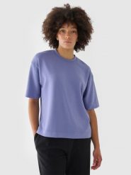 4F T-shirt regular z modalem damski - granatowy XL. Niebieskie t-shirty damskie 4F, xl, bez wzorów, z dzianiny, bez kołnierzyka. W wyprzedaży za 39.99 zł.