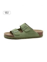 Teegu Skórzane klapki w kolorze zielonym rozmiar: 38. Zielone klapki damskie teegu, bez wzorów, z otwartym noskiem, bez obcasa, bez zapięcia. Za 130.99 zł.