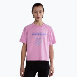 Koszulka damska Napapijri S-Aberdeen. Czerwone bluzki damskie Napapijri, l, bez wzorów, bez kołnierzyka, bez ramiączek. Za 169.99 zł.