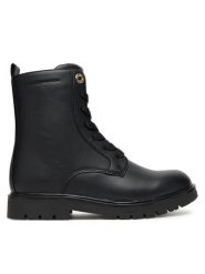 Tommy Hilfiger Trapery Lace-Up Bootie T3A5-34012-1355 D Czarny. Czarne kozaki dziewczęce Tommy Hilfiger, bez wzorów, ze skóry, bez obcasa, bez zapięcia. Za 449.99 zł.