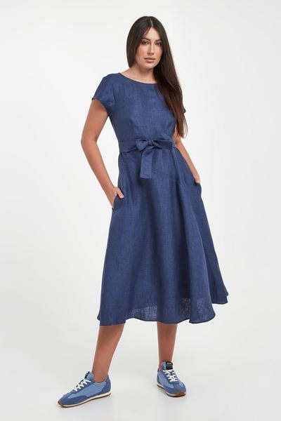 Sukienka lniana Esordio WEEKEND MAX MARA. Sukienki damskie Weekend Max Mara, bez wzorów, bez ramiączek. W wyprzedaży za 1,263.20 zł.