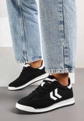 Czarne Sneakersy Ozdobione Strzałkami Kortewi. Czarne obuwie sportowe damskie Born2be, z jeansu, bez zapięcia. Za 79.99 zł.
