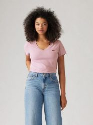 Levi's Koszulka w kolorze jasnoróżowym rozmiar: L. Różowe bluzki damskie Levi's, l, bez wzorów, z bawełny, bez kołnierzyka, bez ramiączek. Za 74.63 zł.