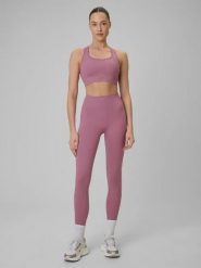 Legginsy fitness bezszwowe damskie. Fioletowe legginsy sportowe damskie 4F, l, bez wzorów, z dzianiny, z podwyższonym stanem, na fitness i siłownię. Za 129.99 zł.