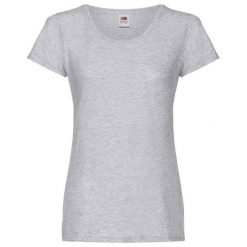 Koszulka Damska Oryginalna Wrzosowa. Szare bluzki damskie Fruit of the Loom, xl, bez wzorów, bez kołnierzyka, bez ramiączek. Za 37.99 zł.