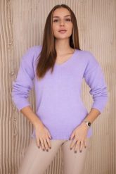 Sweter z dekoltem V fioletowy. Fioletowe swetry klasyczne damskie KESI, l, z wełny, bez kołnierzyka, plus size. Za 139.05 zł.