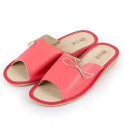 Kapcie damskie R.36 różowe z odkrytymi palcami wygodne pantofle domowe KD-10-PI-36. Czerwone kapcie damskie z materiału. Za 23.37 zł.