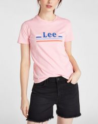 T-SHIRT DAMSKI LEE ESSENTIAL SLIM TEE SLIM FIT LA PINK L41HEPNL 112108965. Różowe t-shirty damskie Lee, l, bez wzorów, bez kołnierzyka. Za 69.99 zł.