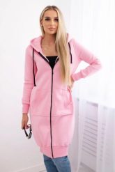 Bluza ocieplana długa z kapturem jasno różowa. Czerwone bluzy damskie KESI, l, bez wzorów, z bawełny, z kapturem. Za 326.23 zł.