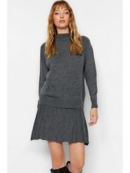 Trendyol 2-częściowy zestaw w kolorze antracytowym rozmiar: S. Czarne spódnice damskie Trendyol, na co dzień, s, bez wzorów, mini. Za 108.74 zł.